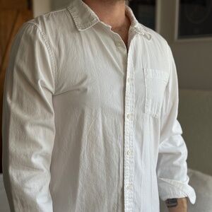 Buck Mason White One Pocket Button Down Shirt